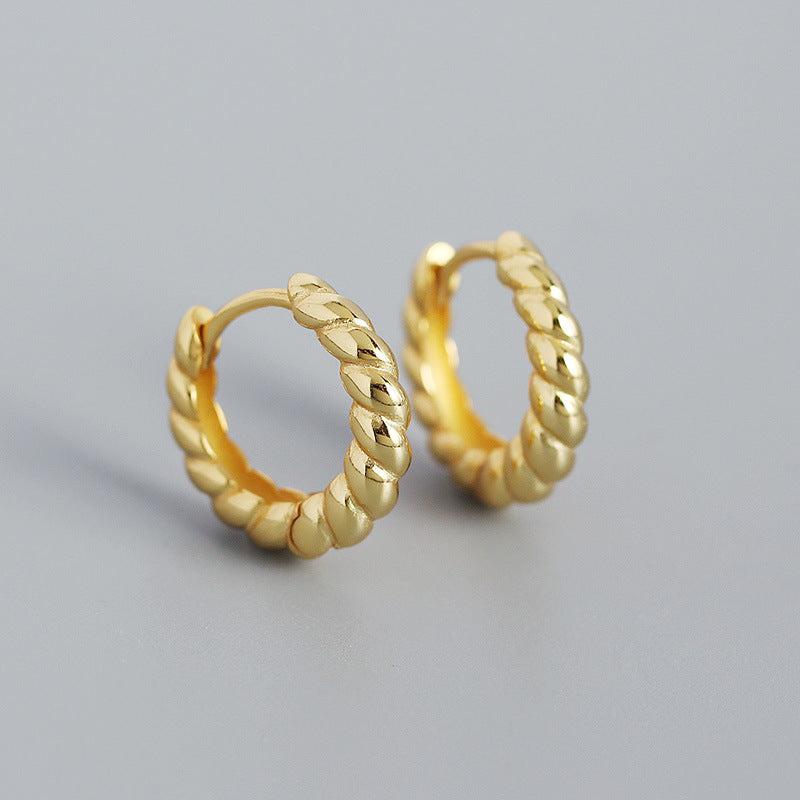 Metallic Textured Twist Twisted Thread Ear Earrings