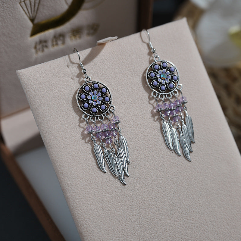 Personalized Pattern Enamel Retro Fashion Crystal Earrings