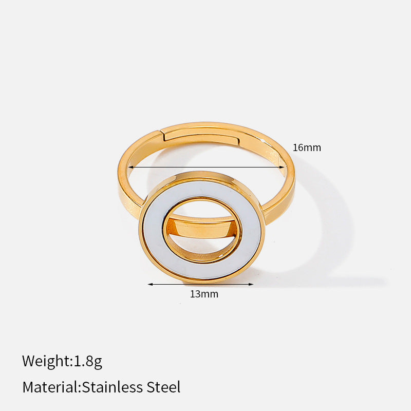 Lux White Shell Female Niche Gold-plated Design Four-leaf Ring