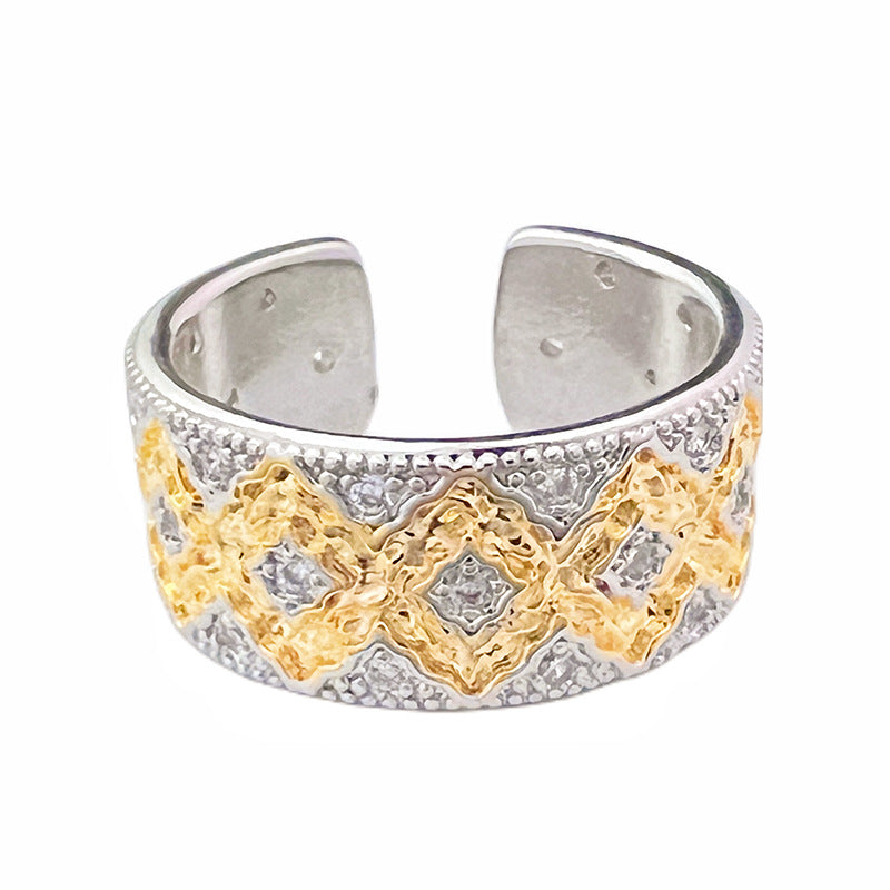 Zircon Open Brushed Light Luxury Niche Rings