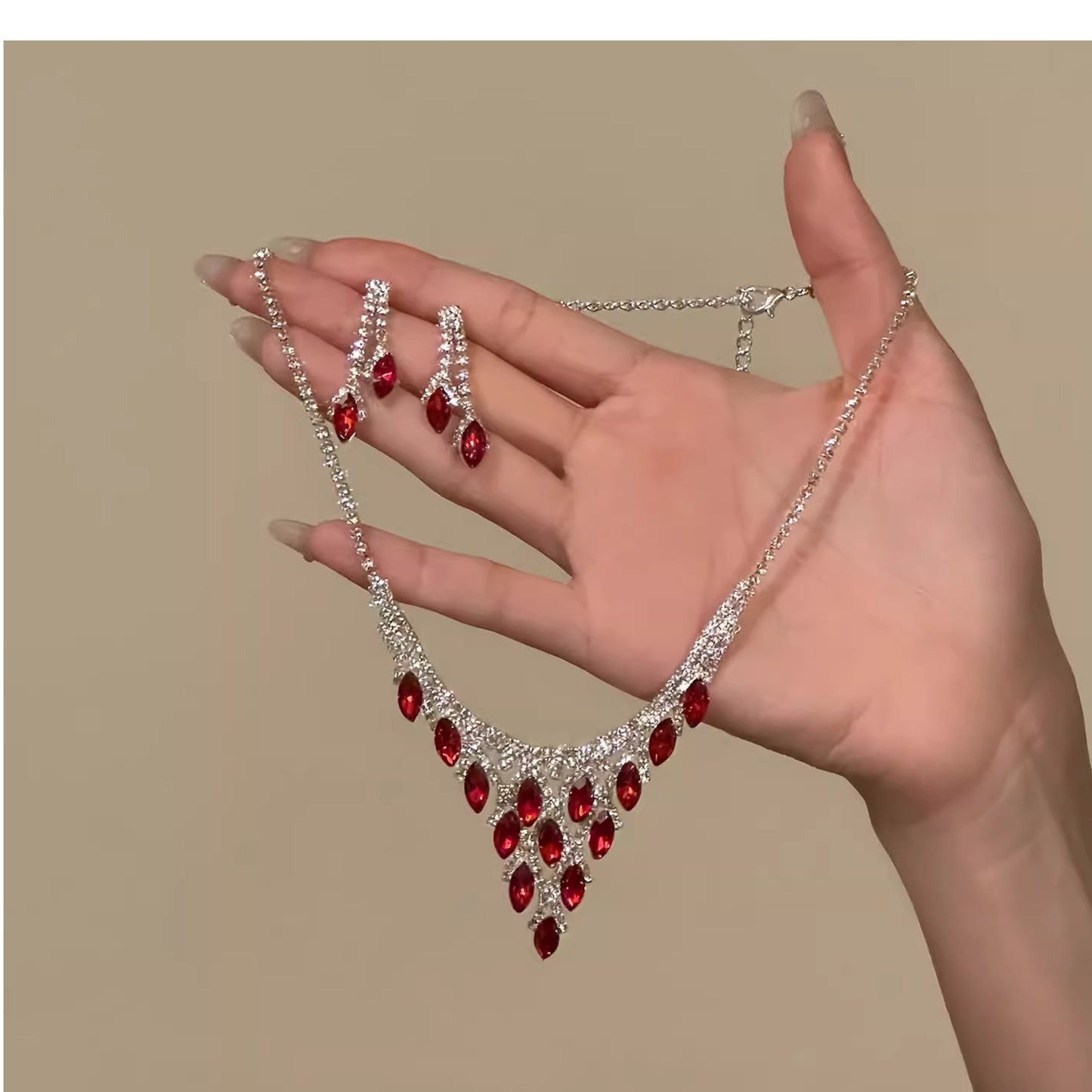 Crystal Bridal Wedding Dress Formal Dinner Jewelry Set