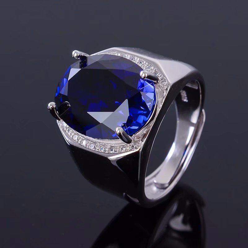 Men's Business Domineering Simulation Sapphire Open Inlaid Zircon Rings