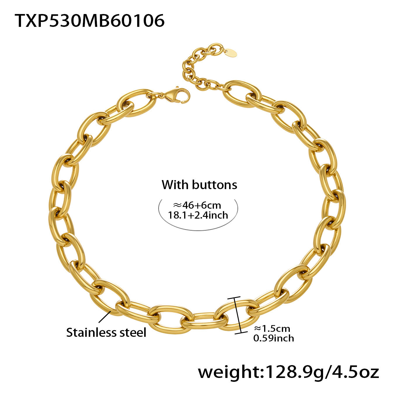 Thick Chain Stainless Steel Gold Plated Jewelry Set