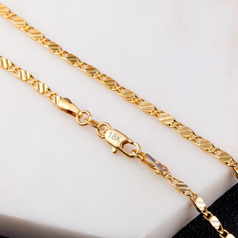 Fashion Short Clavicle Chain Gold Plated Flat Necklaces