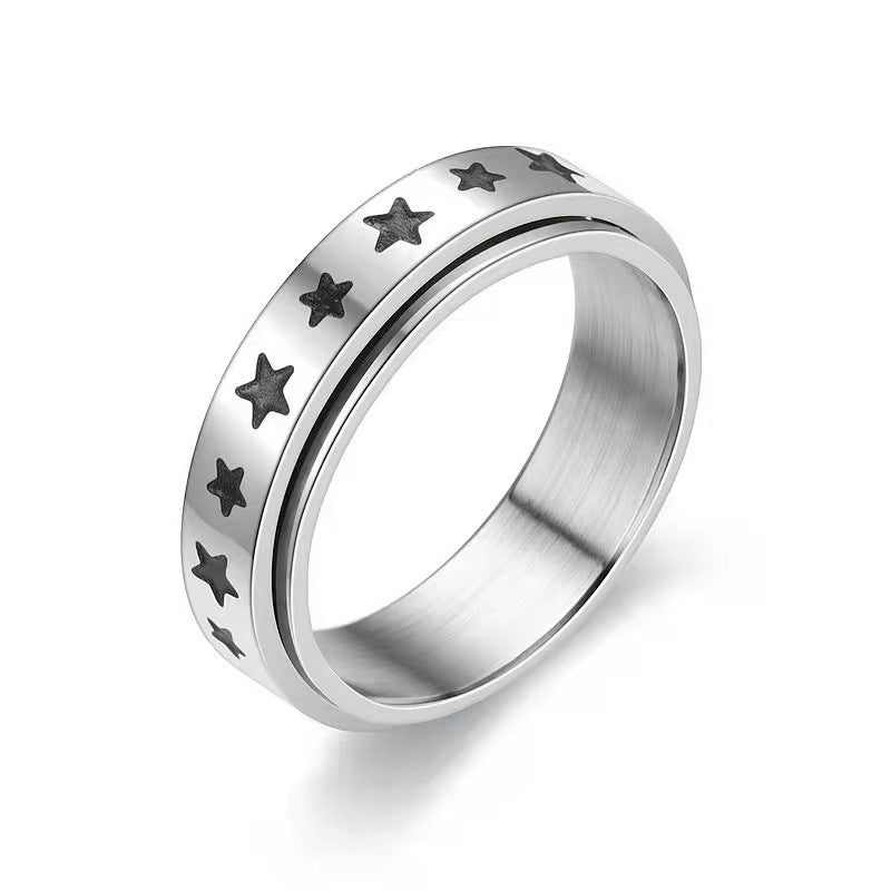 Personality Rotating Decompression Stainless Steel Corrosion Smear Oil Ring