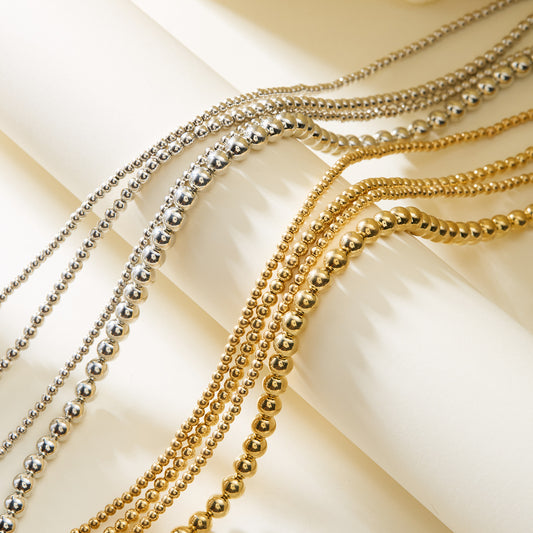 Twin Personality Size Round Beads String Necklaces