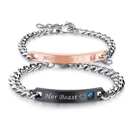 Alloy Couple Rose Gold Personality Lettering Bracelet