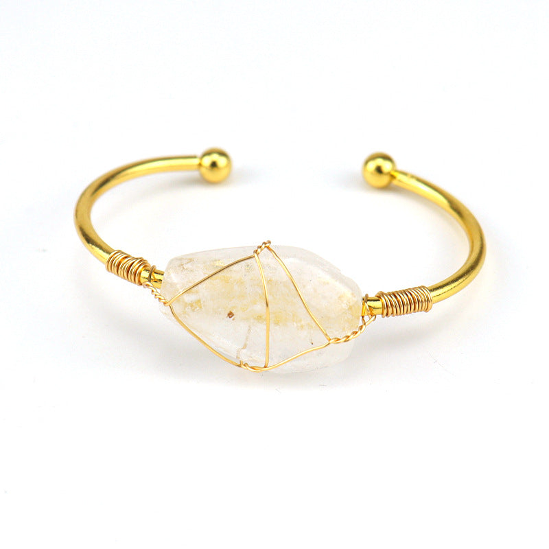 Handmade Gold Copper Wire Winding Natural Bracelets