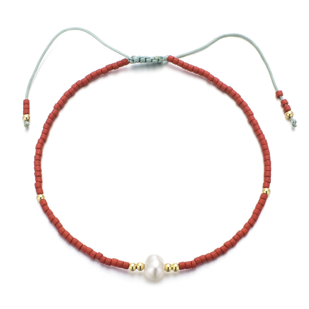 Single Japonica Rice Beads Female Adjustable Bracelets