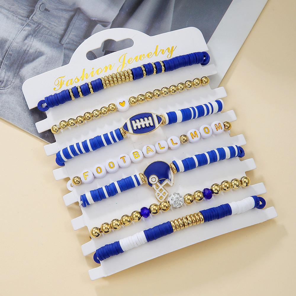 Baseball Sports Set Polymer Clay Rugby Colorful Bracelets