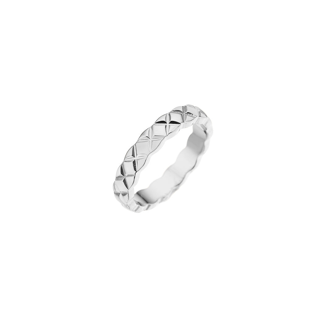 Hot Diamond Titanium Steel Plaid With Rings