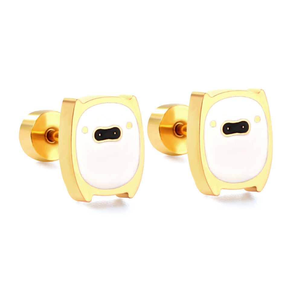 Colorful Yellow Duck Creative Personality Electroplated Earrings