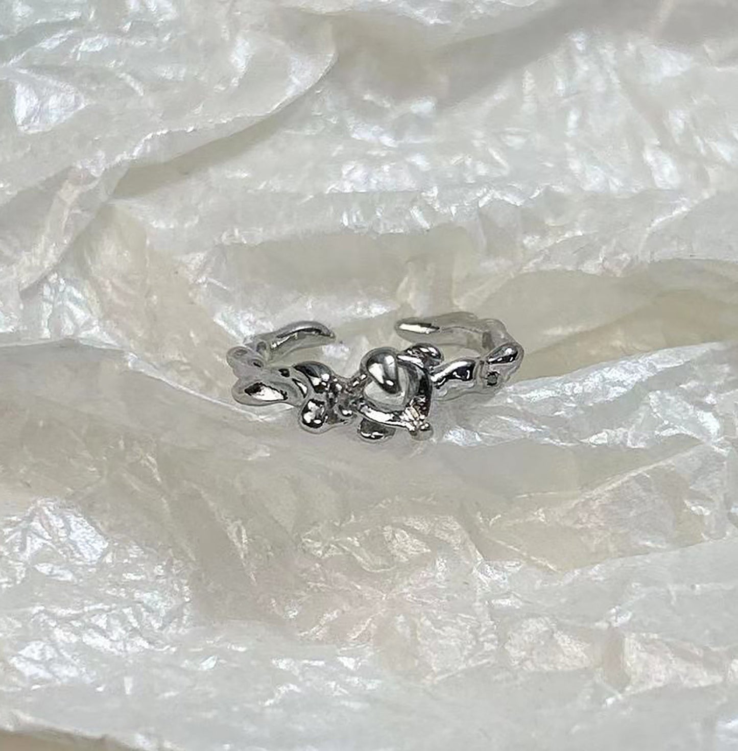 Setting Big Diamond Round Drip Love Open Mouth Inlaid Ring