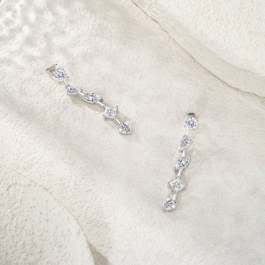 Women's Sterling Sier Moissanite Fashionable Simple Design Earrings