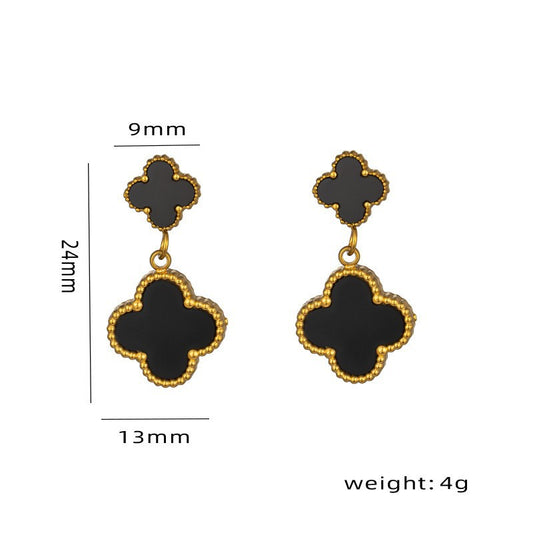 Lucky Four-leaf Clover Tassel Niche Design Earrings