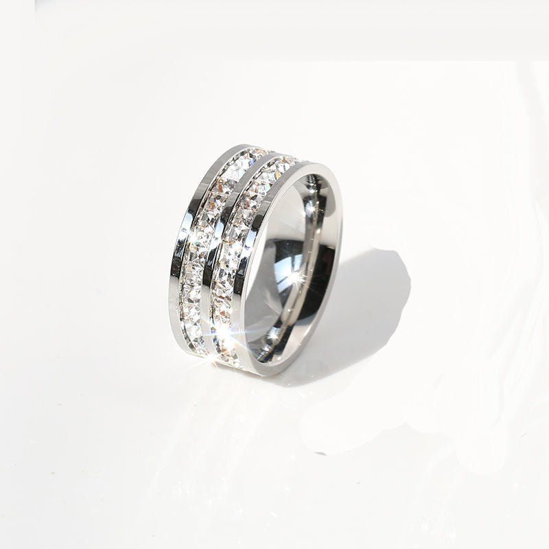 Women's & Men's Starry Titanium Steel Couple Live Broadcast Rings