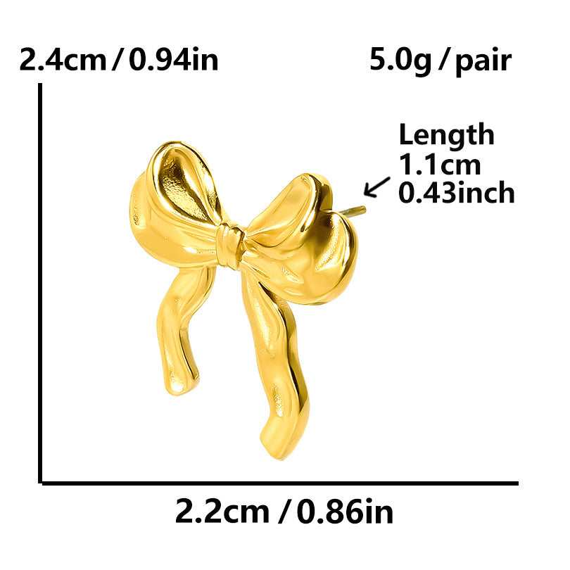 Stainless Steel Sweet Irregular Style Bow Earrings