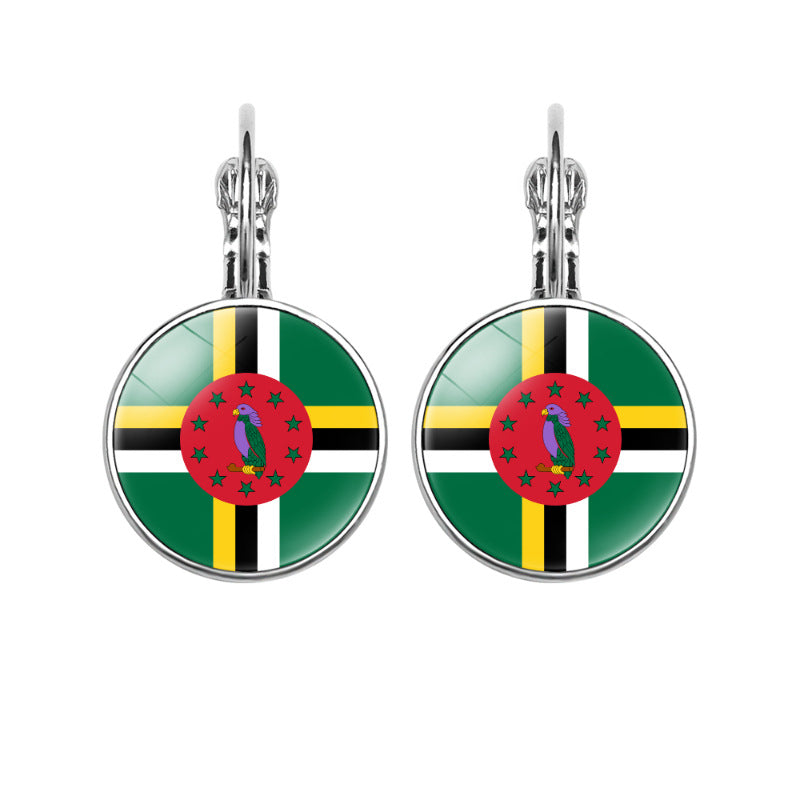 Women's National Flag Pattern Time Stone Eardrops Earrings