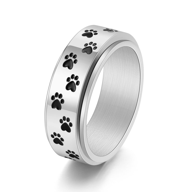 Men's Steel Punk Dog Paw Can Be Rotatable Rings