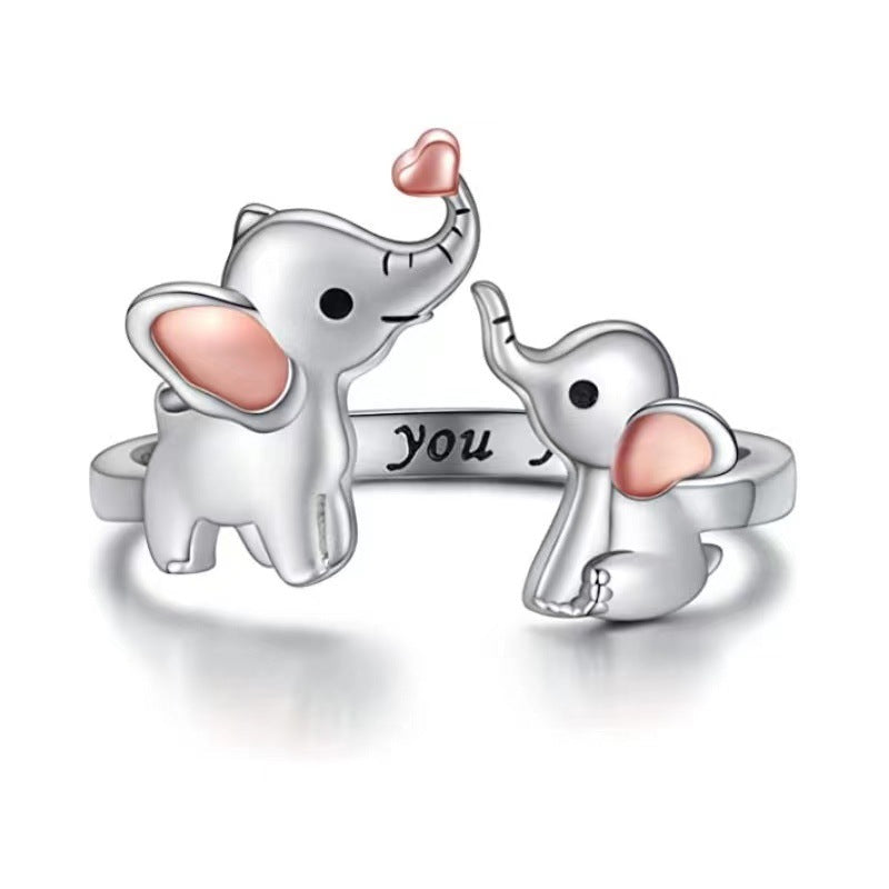 Fashion Auspicious Mother Elephant Little Daisy Rings