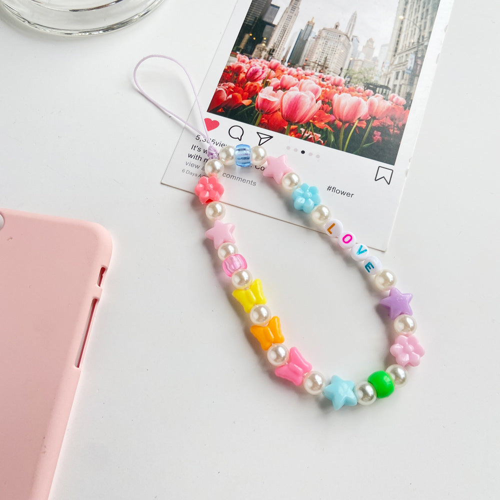 Women's Phone Chain Lanyard Pearl Polymer Clay Bracelets