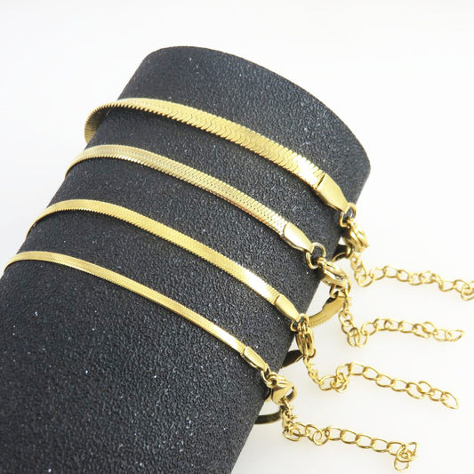 Electroplating Gold Stainless Steel Blade Chain Snake Bracelets