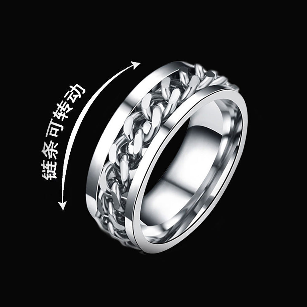 Men's Fashion Temperament Single Trendy Titanium Steel Rings