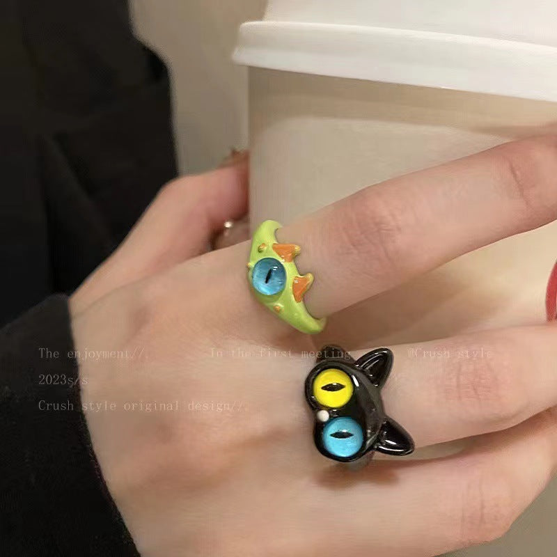 Little Monster Dopamine Couple Girlfriends Gift Rings