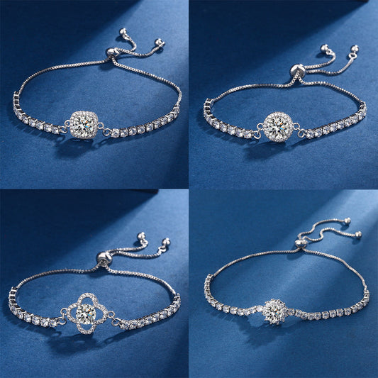 Bag Round Four-leaf Clover Adjustable Rhinestone Zircon Female Bracelet