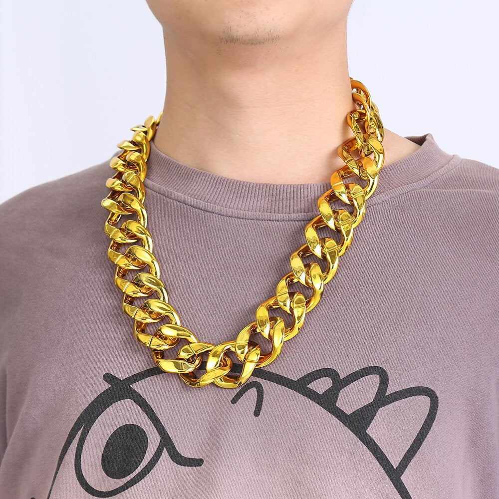 Hip Hop Exaggerated Chain Plastic Simulation Gold Necklaces