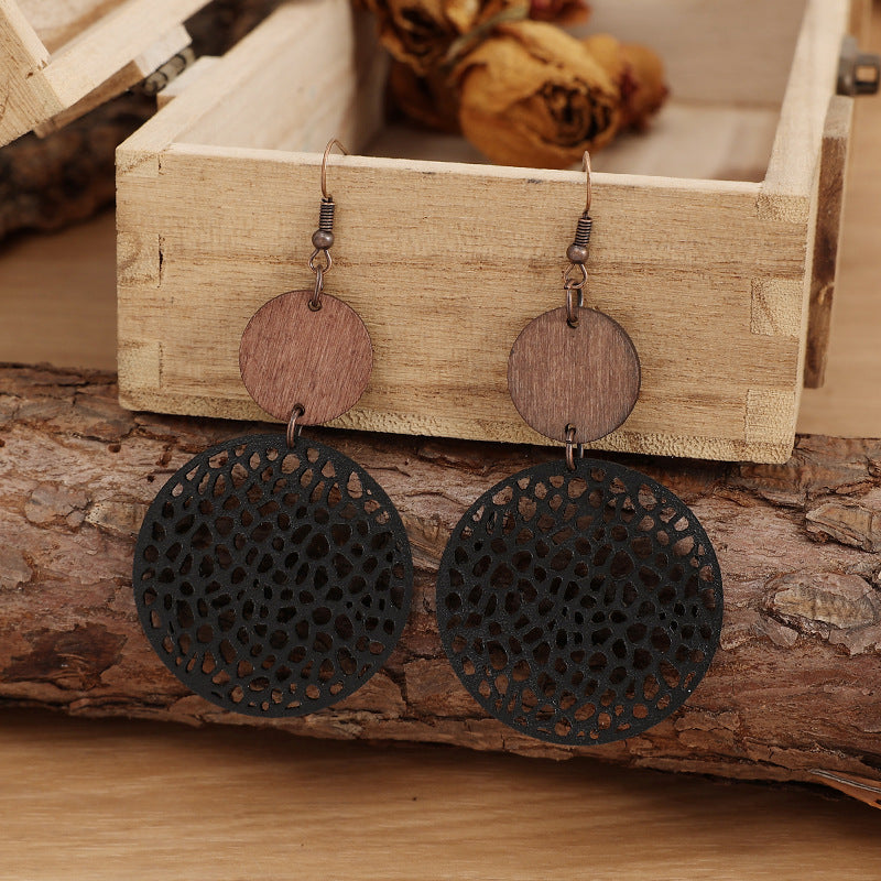 Bohemian Style Stitching Wooden Vintage Hollow Rings