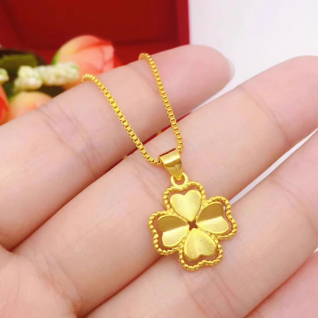 Golden Versatile Four-leaf Clover Titanium Steel Fashion Necklaces