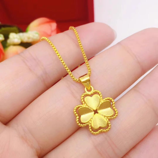 Golden Versatile Four-leaf Clover Titanium Steel Fashion Necklaces