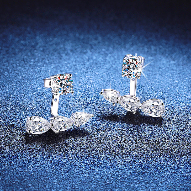 Women's French Entry Lux Sterling Sier Moissanite Earrings