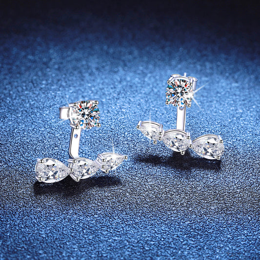 Women's French Entry Lux Sterling Sier Moissanite Earrings