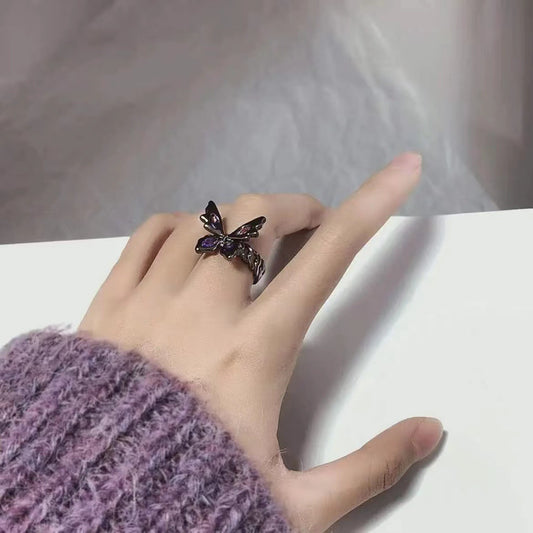 Cool Hot Purple Butterfly Opening Female Rings