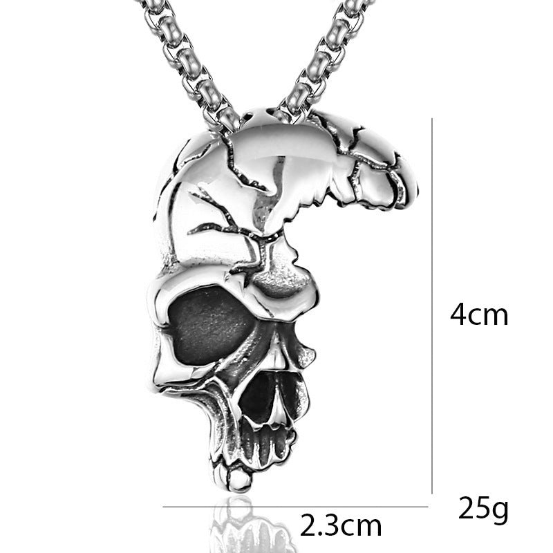 Men's Skull Titanium Steel Personality Half Face Necklaces