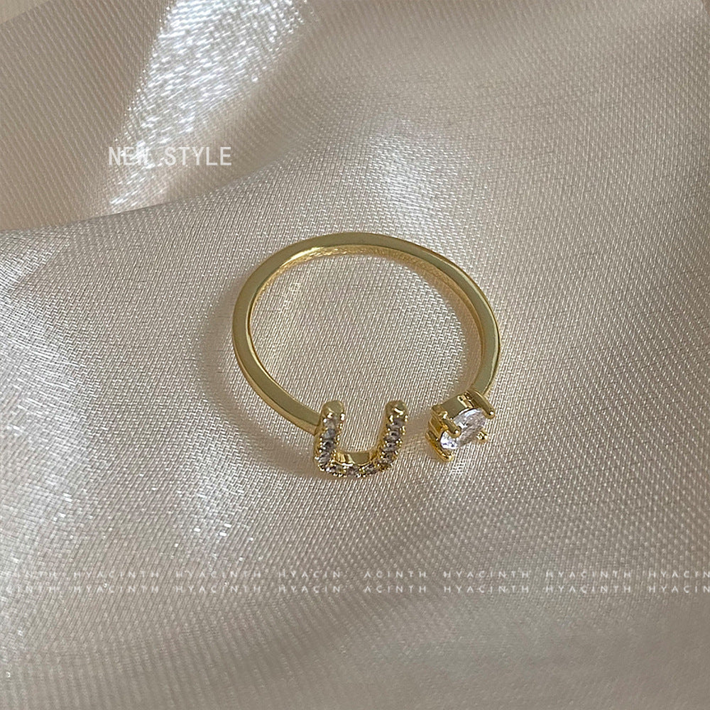 Women's Personalized Letters Niche Design Open Light Luxury Rings