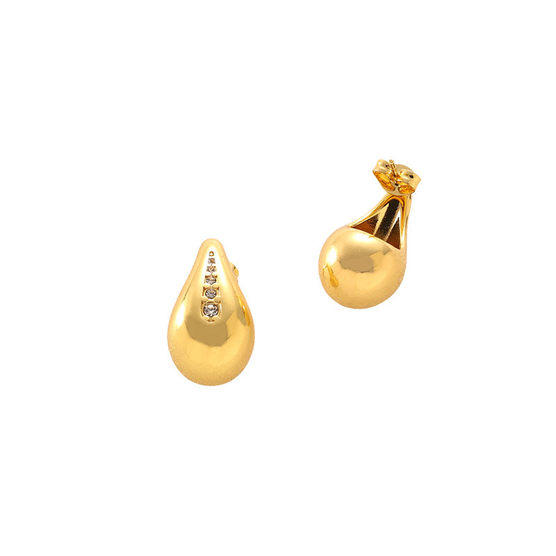 Women's Fashion Inlaid Zircon Stainless Steel Water Drop Earrings