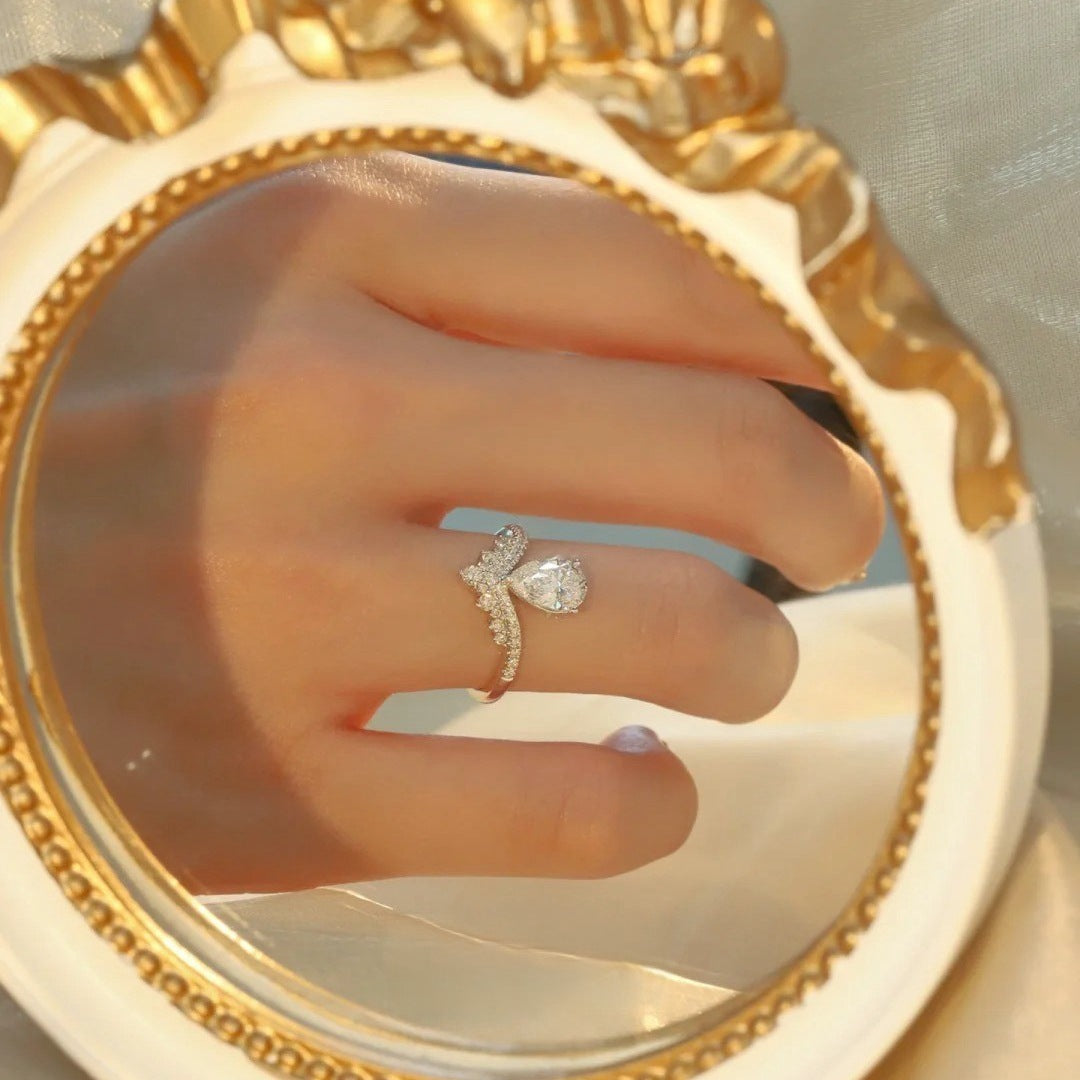 Women's Sier Moissanite Good-looking Water Drop Luxury High-grade Rings