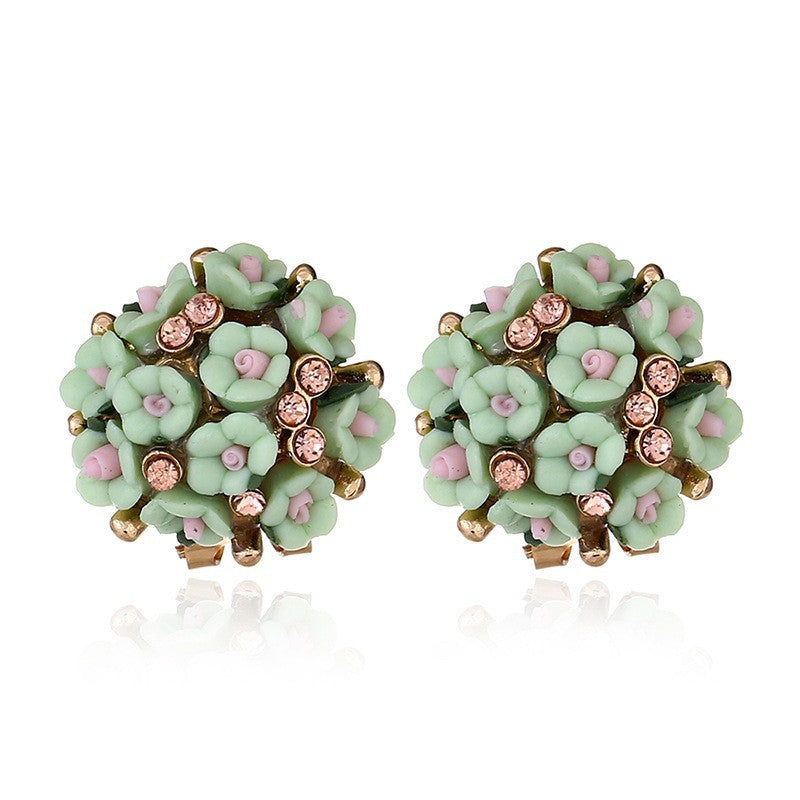 Ceramic Flower Small Commodity Rose Ear Stud Earrings