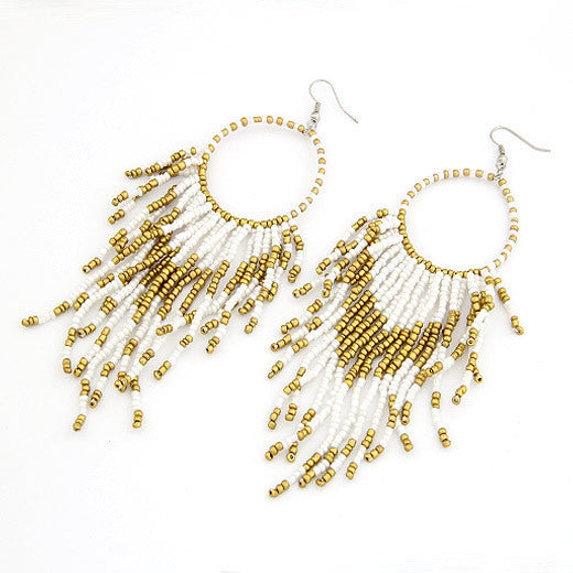 Cool Online Bohemian Style Bead Tassel Earrings