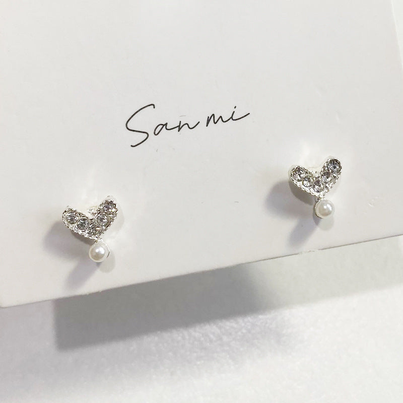 Fresh Plain Sier Plated Bow Female Small Simple Stud Earrings
