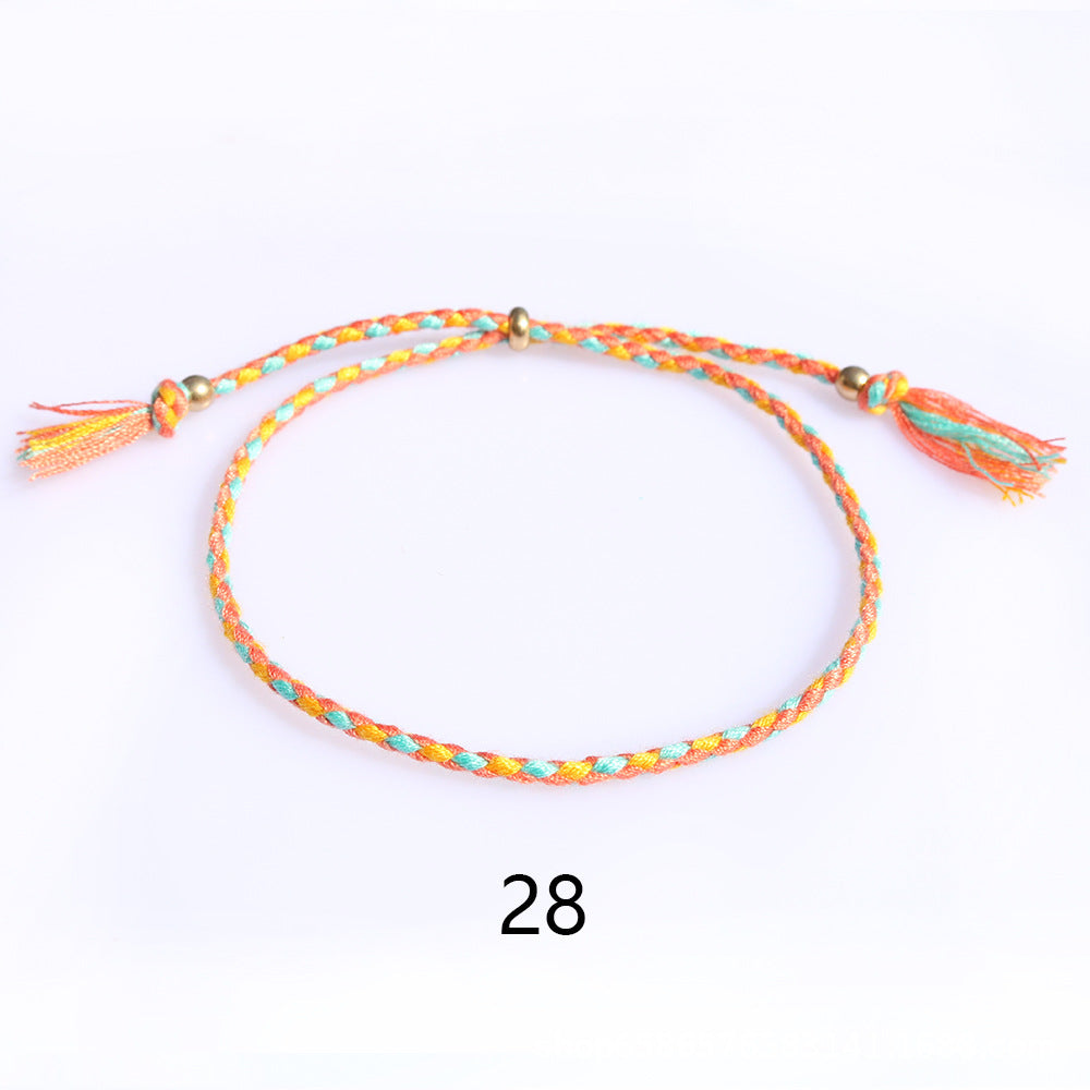 Women's & Men's Colorful Cotton String Friendship Copper Bead Bracelets