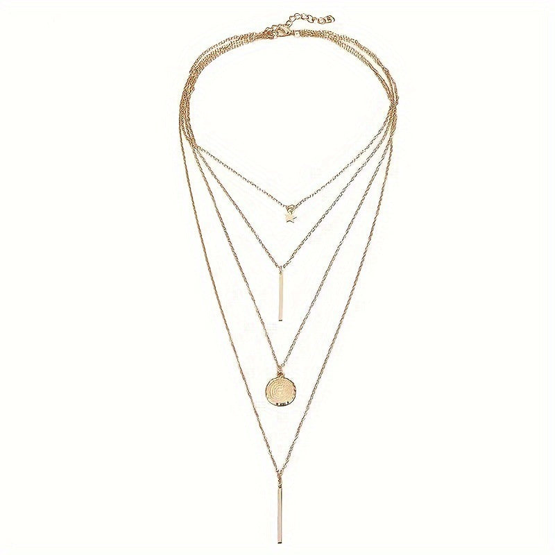 Women's Five-pointed Star Word Round Geometric Modeling Necklaces