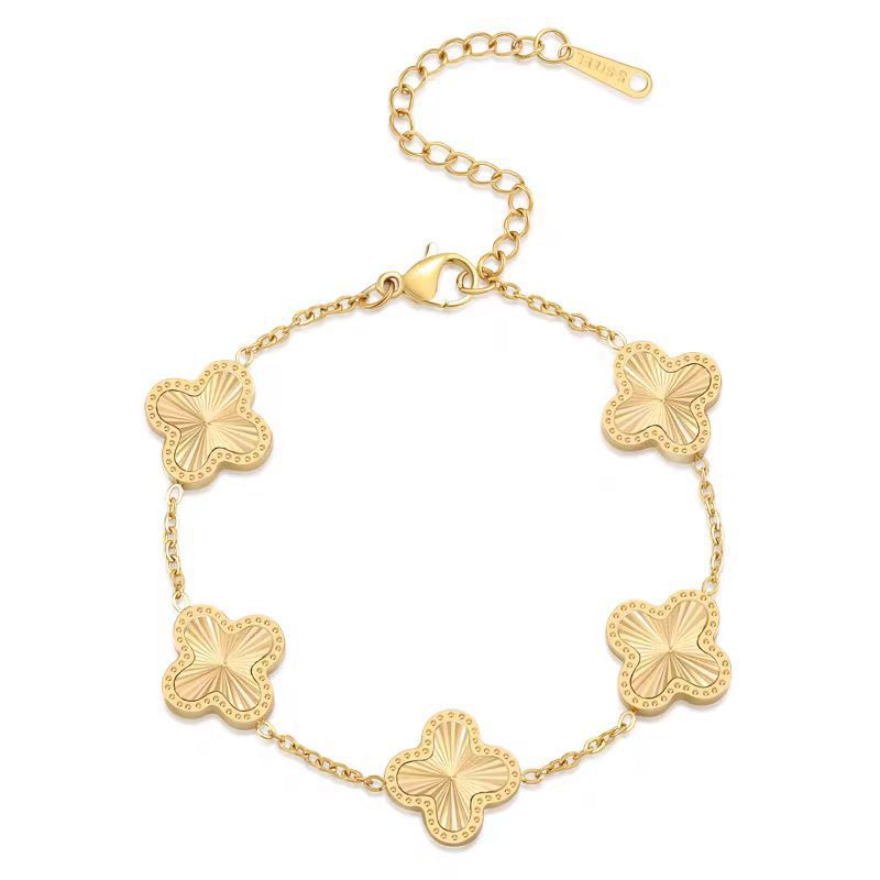 Women's Gold-plated Lucky Four-leaf Clover Fashion Flat Hand-made Bracelets