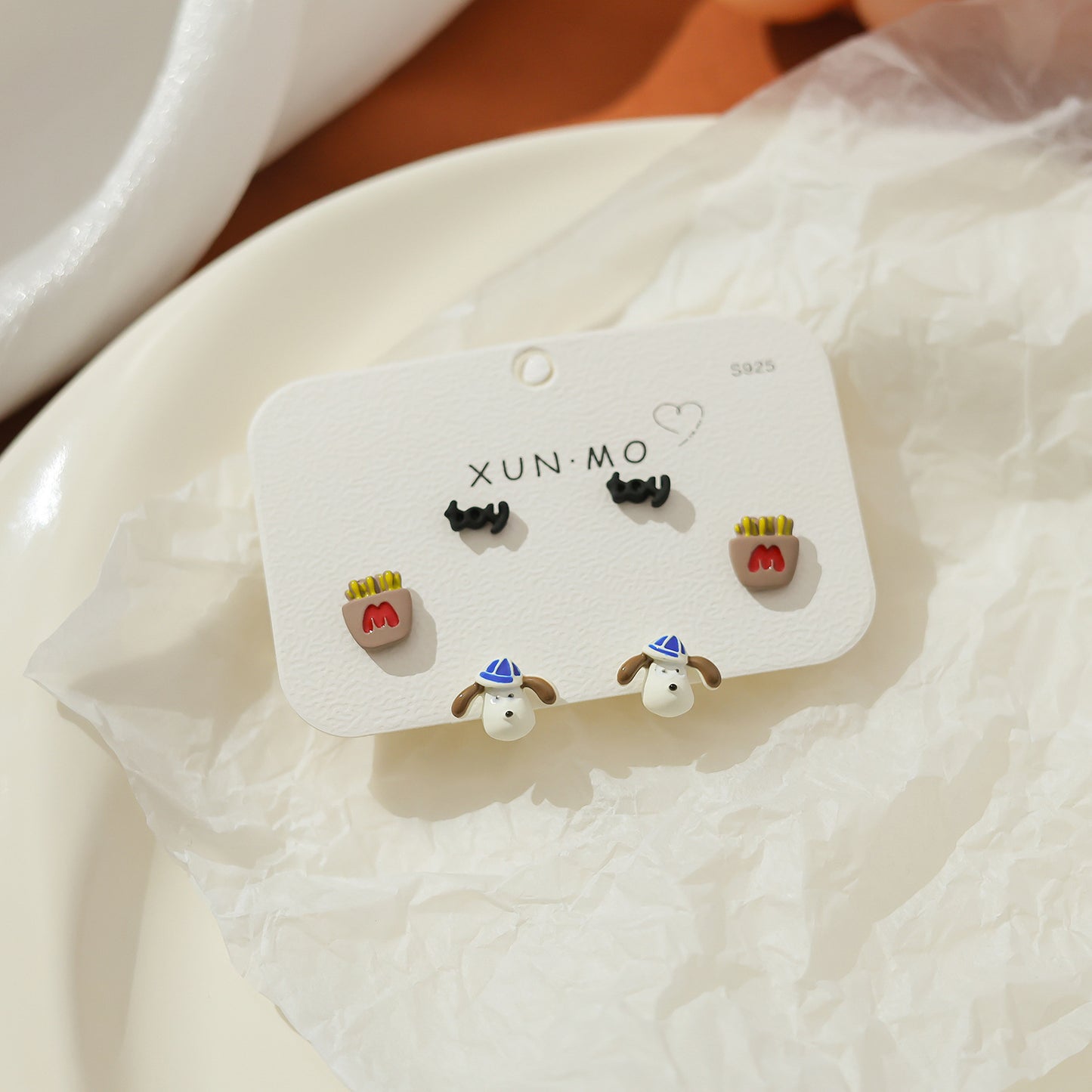 Children's Cute Sier Female Personality Small Animal Earrings