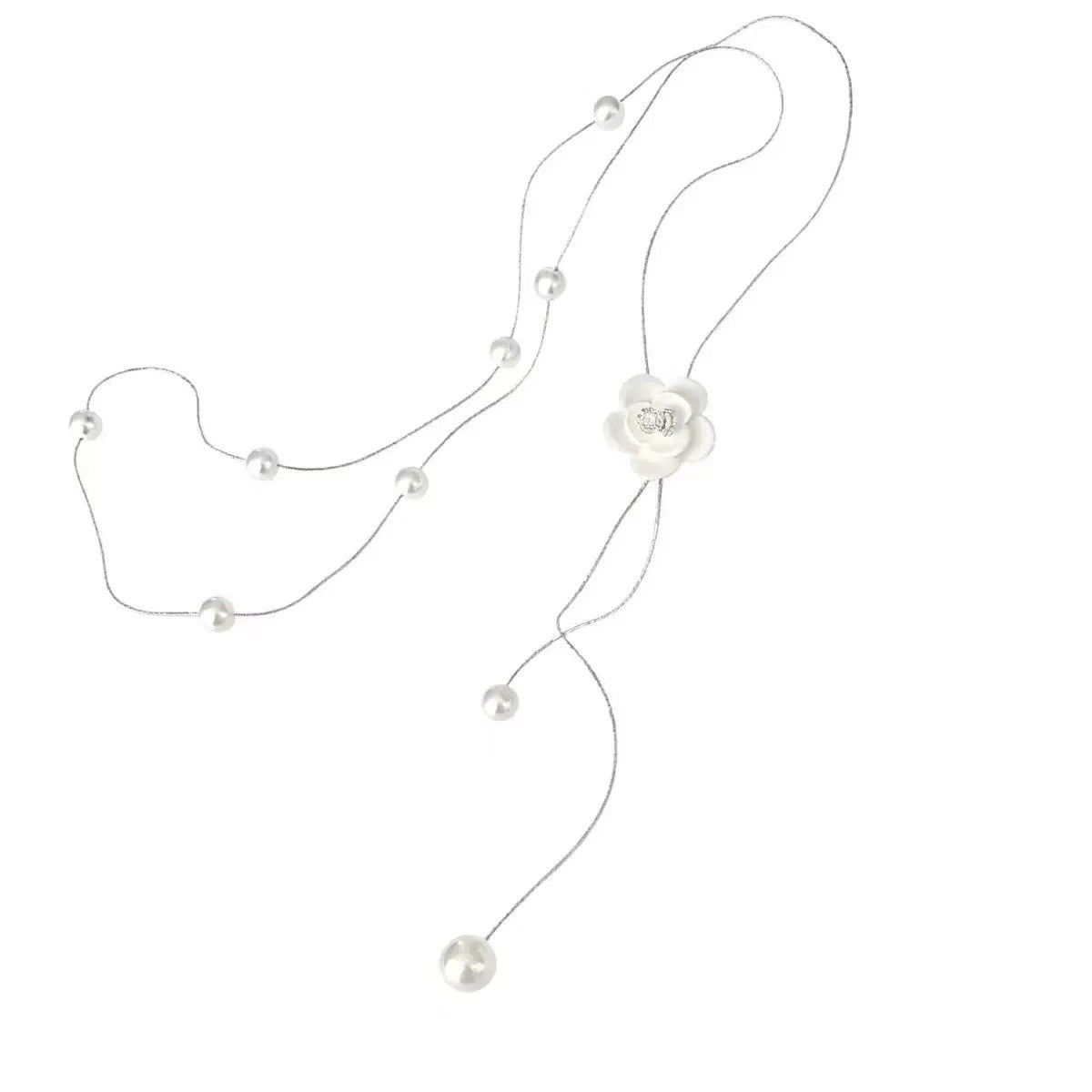 Spring Sweet Camellia Starry Pearl Pull Necklaces