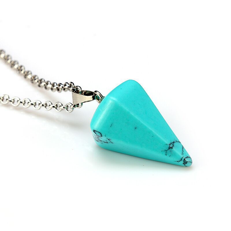 Women's Natural Stone Hexagon Prism Pink Crystal Pendants