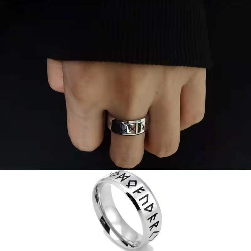 Men's Titanium Steel Viking Text Stainless Personality Rings